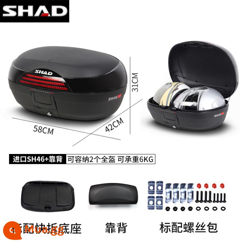 cốp shad Shad 33/39/48 xe tay ga PCX160 Fosha 350 Wuji sr250gt cốp - Hộp đuôi SH46 nhập khẩu + đế tháo nhanh + tựa lưng