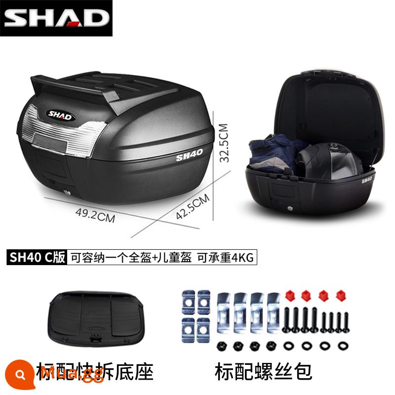 cốp shad Shad 33/39/48 xe tay ga PCX160 Fosha 350 Wuji sr250gt cốp - Cốp xe SH40 có giá để hành lý + đế tháo lắp nhanh