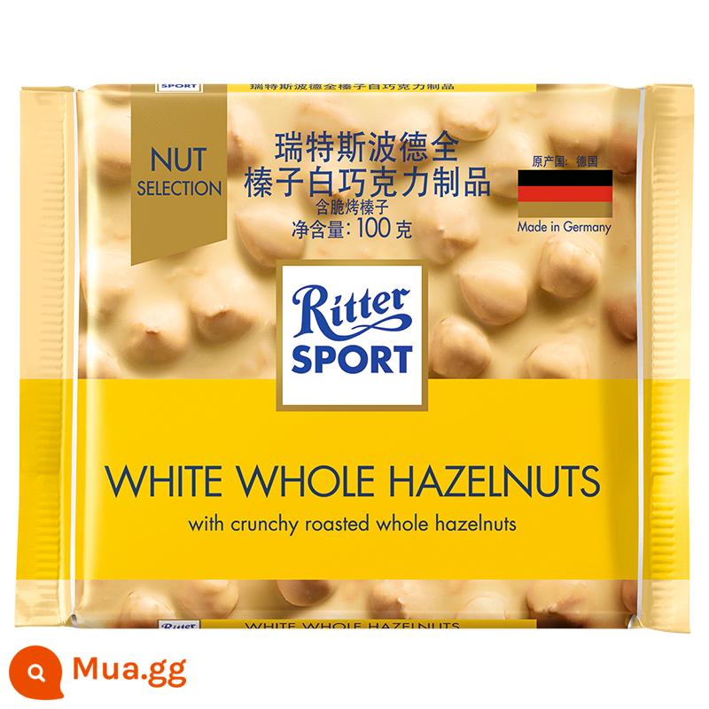 German Ritter Sport Ritter Spode Sports Selected Sandwich Sô cô la 176g Đồ ăn vặt nổi tiếng trên Internet nhập khẩu - Sô cô la trắng hạt phỉ nguyên chất 100g