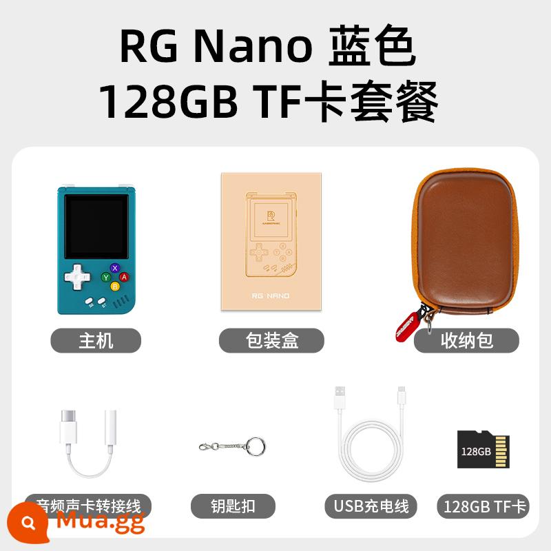 Móc khóa bảng điều khiển trò chơi siêu nhỏ ANBERNIC RGNano Phát lại nhạc không bị méo tiếng HIFI - RG Nano Xanh 128G (8000+ game)