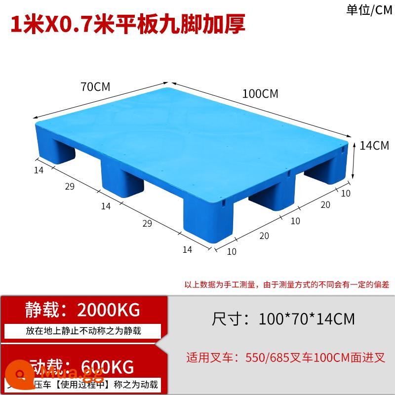 Xe nâng pallet nhựa chống ẩm tấm lót thẻ bảng nền tảng ngăn xếp kho sàn hậu cần kệ pallet phẳng 9 feet - Tấm phẳng 1 * 0,7 * 0,14m có chín chân dày