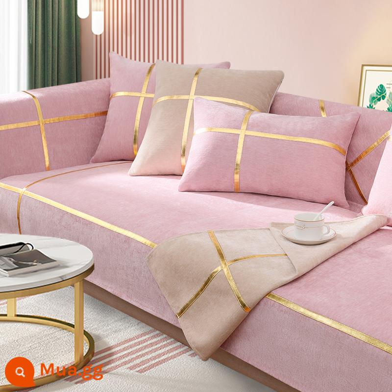 Mùa đông chenille màu hồng sofa đệm ánh sáng sang trọng bốn mùa phổ chống trượt hiện đại tối giản bọc da bao vải - BBG-Green Flame-Phnom Penh-Cornus Powder