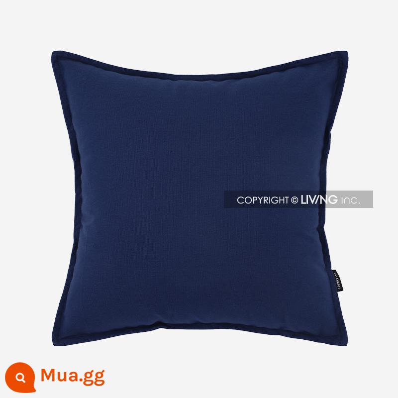 Living inc. Gối vải cotton Vỏ gối vải lanh cotton Màu đệm sofa Đệm phòng khách Gối vuông - Nguyệt thực màu xanh