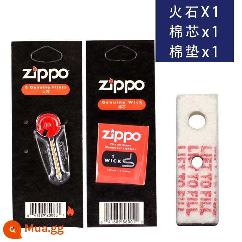 Nguyên bản chính hãng zippo fire lõi amiang zppo flint grain 6 phụ kiện bật lửa dầu hỏa zppo chính hãng đặc biệt - Đá * 1 + lõi bông * 1 + miếng bông * 1