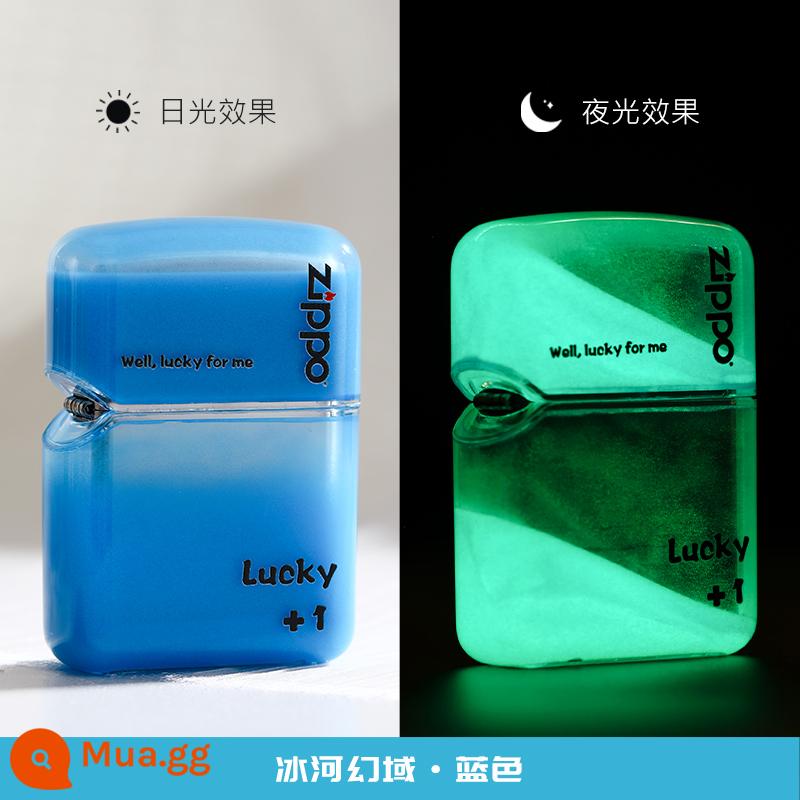 Bật lửa zippo chính hãng cát lún dạ quang sáng tạo vỏ trong suốt chống gió dầu hỏa quà tặng chính hãng cho bạn trai zp - Xanh lam - Cát lún phát sáng - [Mẫu đơn]