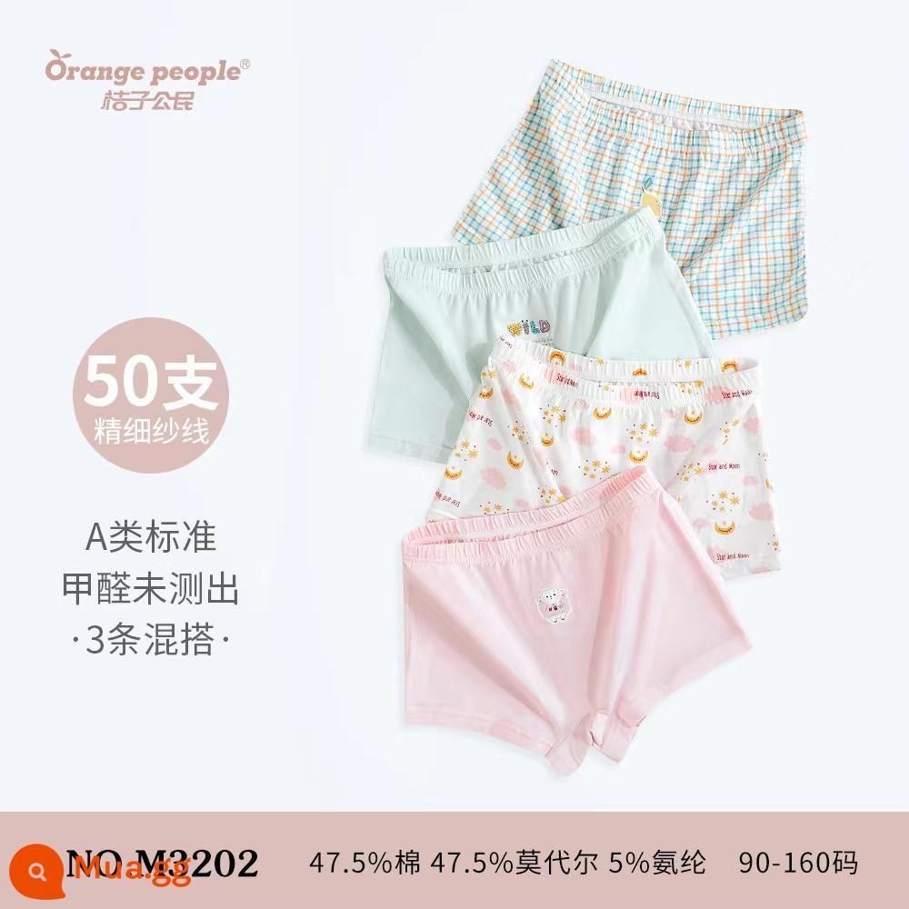 Orange Citizen cotton đồ lót trẻ em quần boxer bé gái mềm mại và thoải mái 110-160 yard - 3202 modal cotton bốn gói