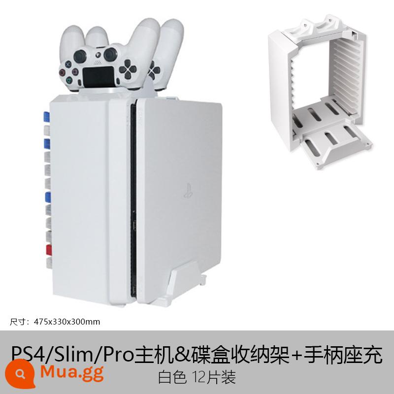 Giá đỡ làm mát PS5 Bộ tản nhiệt của máy chơi game ps4 Giá đỡ làm mát dọc Bảng điều khiển trò chơi PS4 Pro được đặt nằm ngang Đế làm mát phẳng Ghế làm mát chống trượt ps4 giá đỡ tự hỗ trợ mỏng nhẹ - Máy tính để bàn đa chức năng PS4/Slim/Pro [bao gồm giá đỡ bộ điều khiển và bộ sạc] màu trắng (có thể chứa 12 đĩa game + 1 máy chơi game)