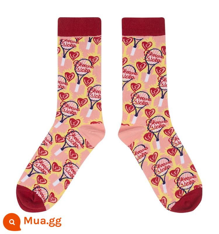 Crazysocks Dice Hộp quà ma thuật Magic Retro Cat Sweet Cartoon Mock Women's Men's Man Women - vợt tennis tình yêu màu hồng