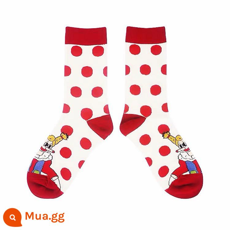 CrazySocks minh họa cổ điển loạt ma thuật dễ thương vớ thể thao vớ cotton giữa ống vớ nam và nữ triều vớ - Chấm đỏ và trắng 35-42