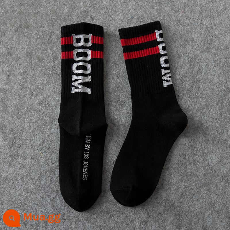 CrazySocks Winter Tide Thương hiệu Châu Âu và Châu Mỹ Harajuku Vớ ins Sinh viên thể thao đường phố Vớ cotton ống giữa dành cho cặp đôi - đen