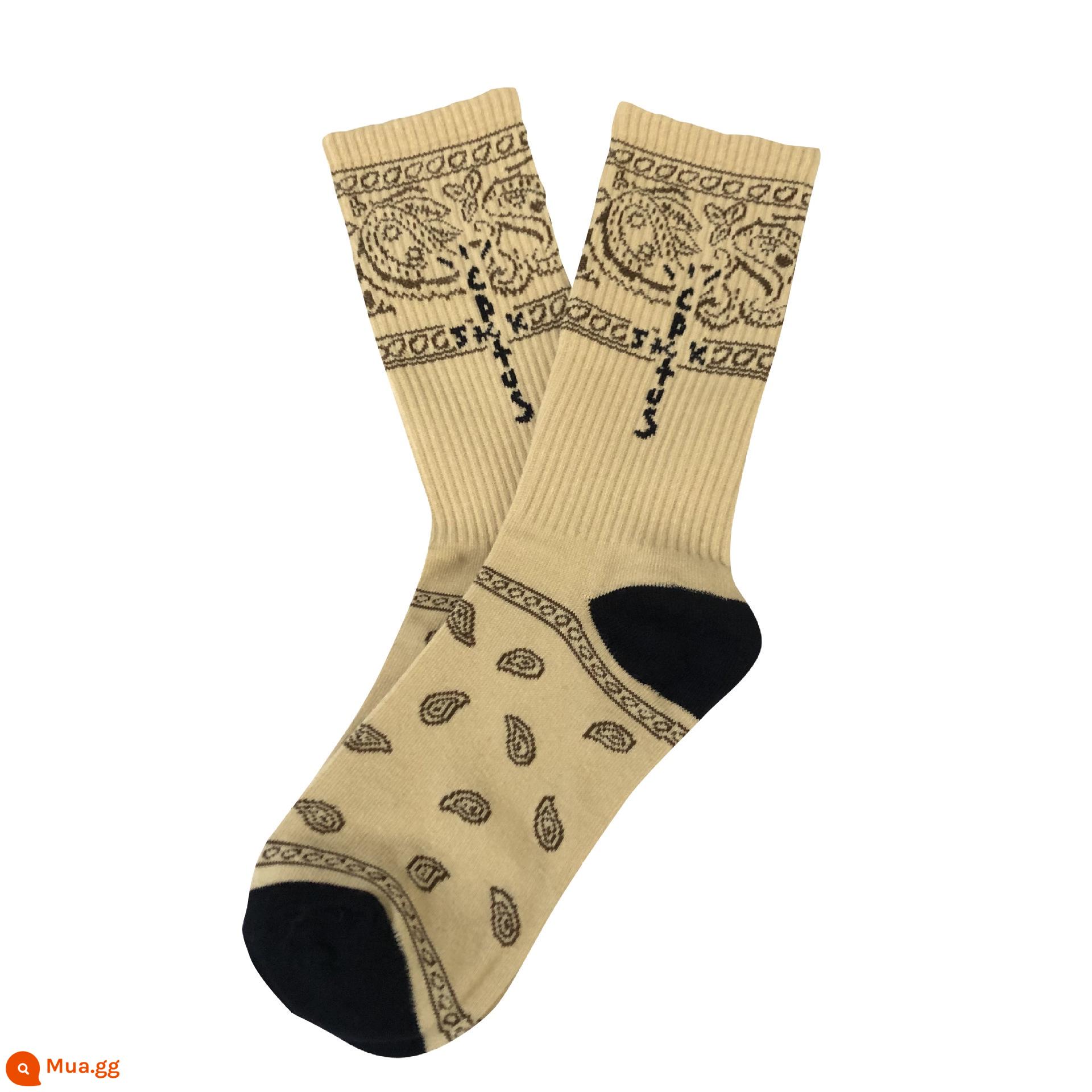 CrazySocks Ba Đôi Tất Dành Cho Nam Thiết Kế Ban Đầu Barb Nhăn Nhó Hoa Điều Ống Dài Tất Thể Thao Dành Cho Nữ - Cặp thương hiệu AJ Khaki