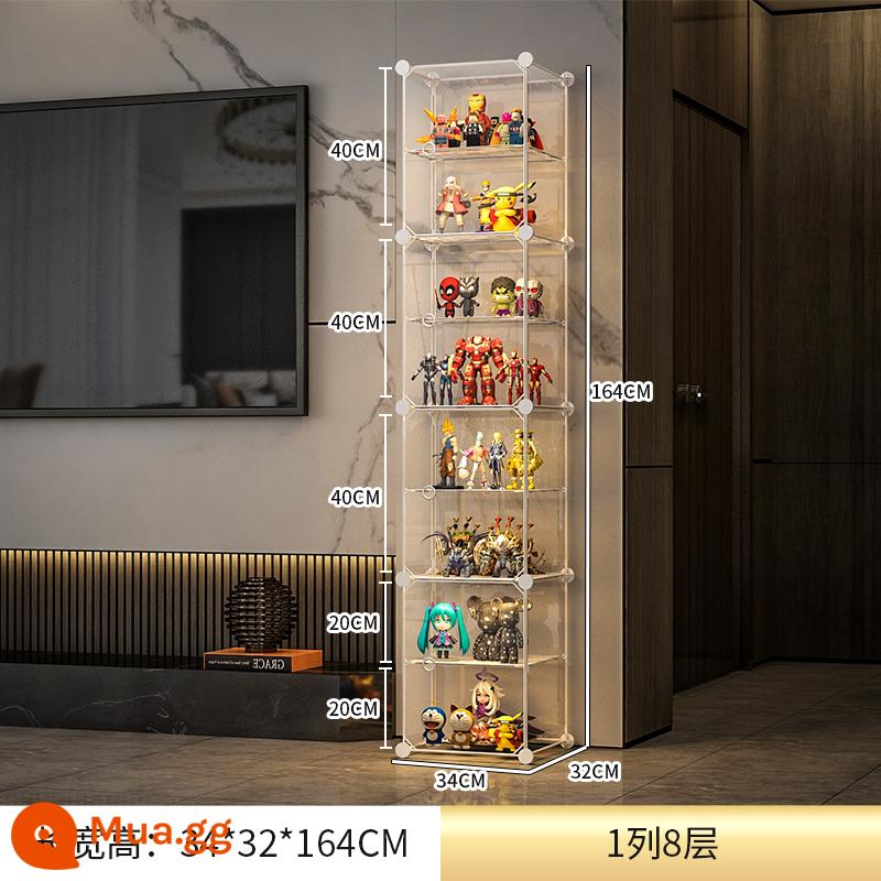 Mô Hình Lego Tủ Trưng Bày Hộp Bảo Quản Giả Kính Acrylic Trong Suốt Trang Trí Mô Hình Tủ Đồ Chơi Tủ Đỡ - [Nâng cấp lên thế hệ thứ 2] 1 cột 8 lớp ☛ tổng thể siêu rõ nét