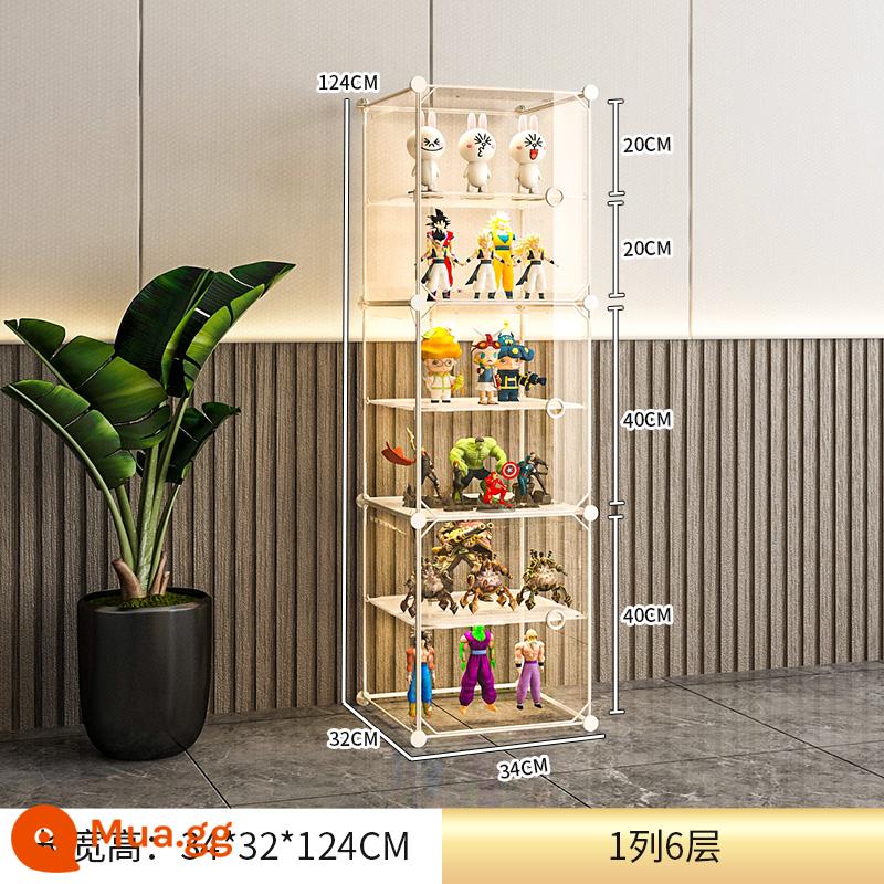 Mô Hình Lego Tủ Trưng Bày Hộp Bảo Quản Giả Kính Acrylic Trong Suốt Trang Trí Mô Hình Tủ Đồ Chơi Tủ Đỡ - [Nâng cấp lên thế hệ thứ 2] 1 dãy 6 lớp ☛ Tấm cửa cực trong suốt