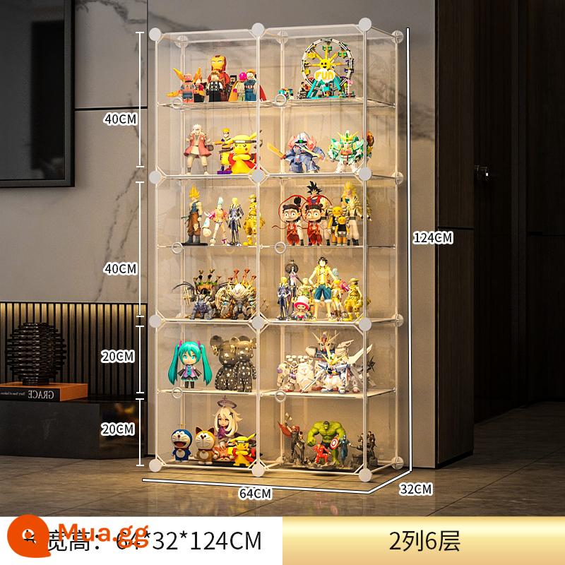 Mô Hình Lego Tủ Trưng Bày Hộp Bảo Quản Giả Kính Acrylic Trong Suốt Trang Trí Mô Hình Tủ Đồ Chơi Tủ Đỡ - [Nâng cấp lên thế hệ thứ 2] 2 cột 6 lớp ☛ Tổng thể siêu rõ ràng