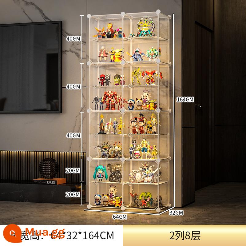 Mô Hình Lego Tủ Trưng Bày Hộp Bảo Quản Giả Kính Acrylic Trong Suốt Trang Trí Mô Hình Tủ Đồ Chơi Tủ Đỡ - [Nâng cấp lên thế hệ thứ 2] 2 cột 8 lớp ☛ tổng thể siêu rõ nét