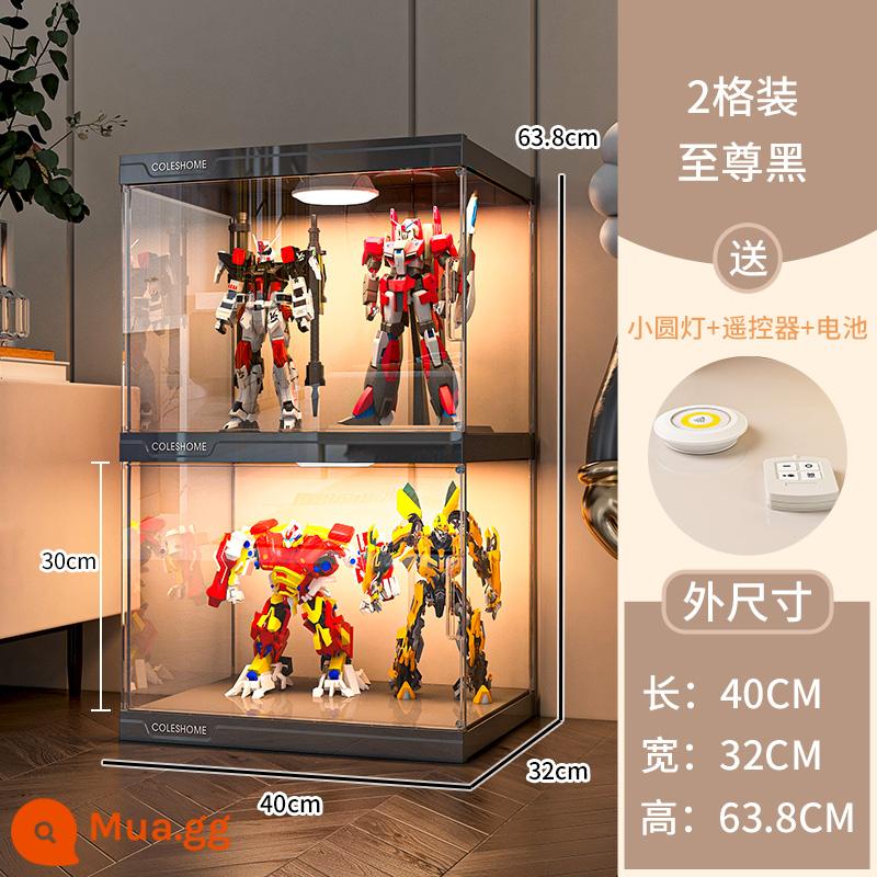 Mô Hình Lego Tủ Trưng Bày Đồ Chơi Gundam Hộp Bảo Quản Giả Kính Acrylic Trang Trí Trong Suốt Hộ Gia Đình Kệ Mô Hình - Tầng 2 được trang bị 2 đèn điều khiển từ xa + điều khiển từ xa (bao gồm pin)