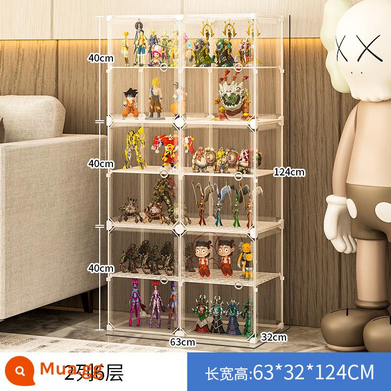 Mô Hình Lego Tủ Trưng Bày Hộp Bảo Quản Giả Kính Acrylic Trong Suốt Trang Trí Mô Hình Tủ Đồ Chơi Tủ Đỡ - [Lưới sắt chịu lực] 2 hàng 6 lớp ☛ Cửa panel siêu trong - Chiều cao sàn 20-40cm