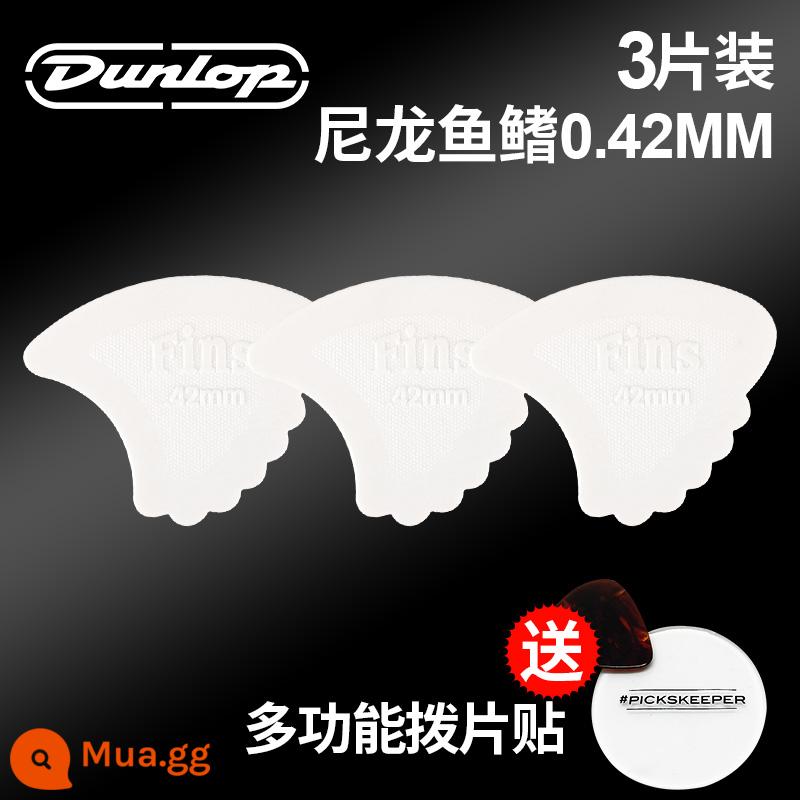 Chính hãng Dunlop Đàn guitar tiêu chuẩn Dunlop Nylon nylon chống trượt lò xo đàn babaklite bakelite - [3 cái] Vây cá mập 0,42mm + miếng dán pick