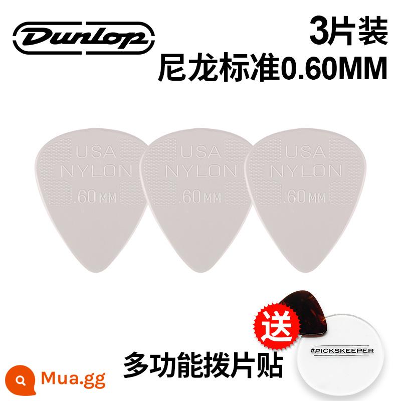 Chính hãng Dunlop Đàn guitar tiêu chuẩn Dunlop Nylon nylon chống trượt lò xo đàn babaklite bakelite - [3 cái] Tiêu chuẩn 0,60mm + miếng dán