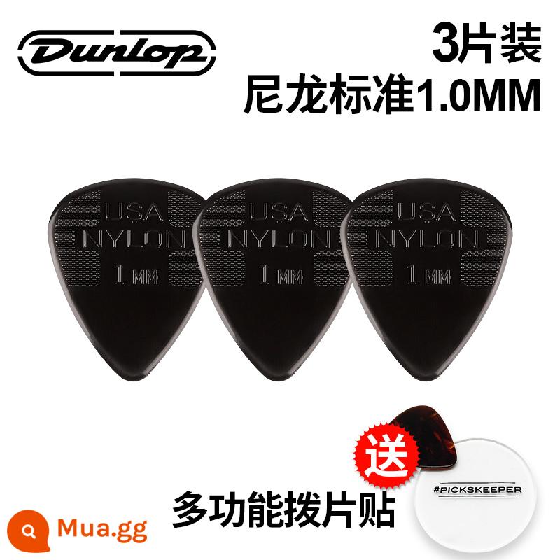 Chính hãng Dunlop Đàn guitar tiêu chuẩn Dunlop Nylon nylon chống trượt lò xo đàn babaklite bakelite - [3 miếng] Tiêu chuẩn 1.0mm + miếng dán chọn