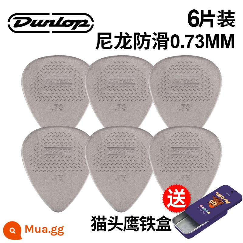 Chính hãng Dunlop Đàn guitar tiêu chuẩn Dunlop Nylon nylon chống trượt lò xo đàn babaklite bakelite - [6 cái] Chống trơn trượt 0.73mm+hộp sắt