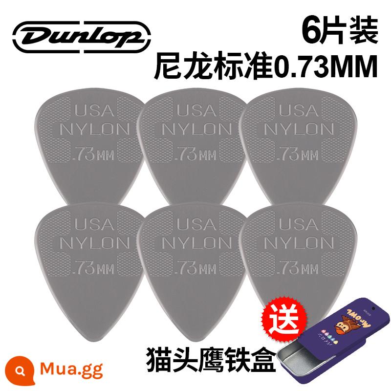 Chính hãng Dunlop Đàn guitar tiêu chuẩn Dunlop Nylon nylon chống trượt lò xo đàn babaklite bakelite - [6 miếng] Tiêu chuẩn 0.73mm+hộp sắt