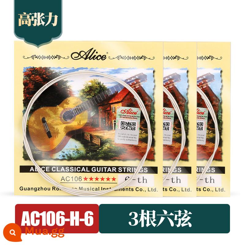 Dây đàn guitar cổ điển Alice 1-6 đĩa đơn 1 dây dự phòng 2 dây 3 dây dây đàn guitar nylon trọn bộ - [Độ căng cao] 3 sáu dây