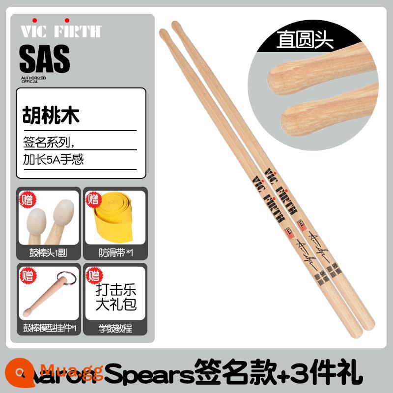 Cần trống Vic Firth do Mỹ sản xuất 5A 7A 5B gỗ óc chó phong trống jazz chữ ký búa dùi trống VF - SAS