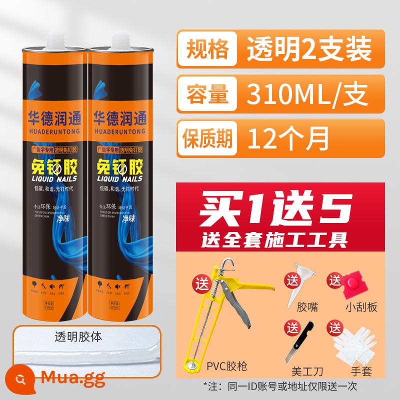 Keo dán kính chống thấm nước và chống nấm mốc nhà bếp và phòng tắm nhà vệ sinh niêm phong keo mạnh mẽ trong suốt vẻ đẹp bằng sứ trắng kết cấu không cần đinh keo dán cửa ra vào và cửa sổ - Gói 2 [móng tay không chứa chất lỏng] [trong suốt] 310ML [dụng cụ miễn phí]