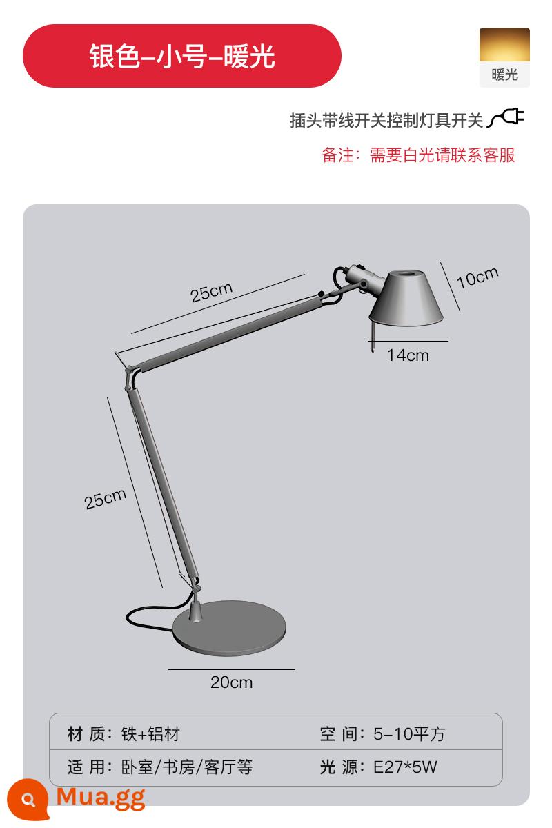 Bắc Âu Cánh Tay Dài Gấp Gọn Đèn Bàn Ý Nhà Thiết Kế Văn Phòng Để Bàn Phòng Ngủ Đèn Học Mũ Rơm Đèn Bàn - Kèn bạc-ánh sáng ấm áp