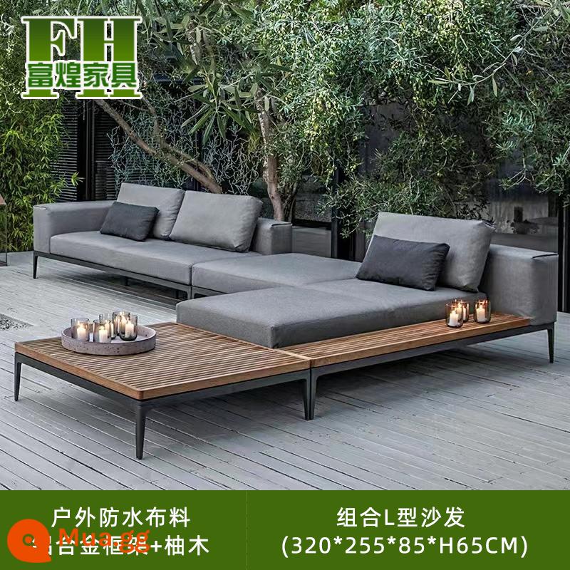 Balcony ngoài trời ngoài trời Villa Balcony Open -air Homestay Waterproof Waterproofor Leisure Vine Editor Chatitor Teak Sofa - Sofa chữ L 320*255*85*H65CM