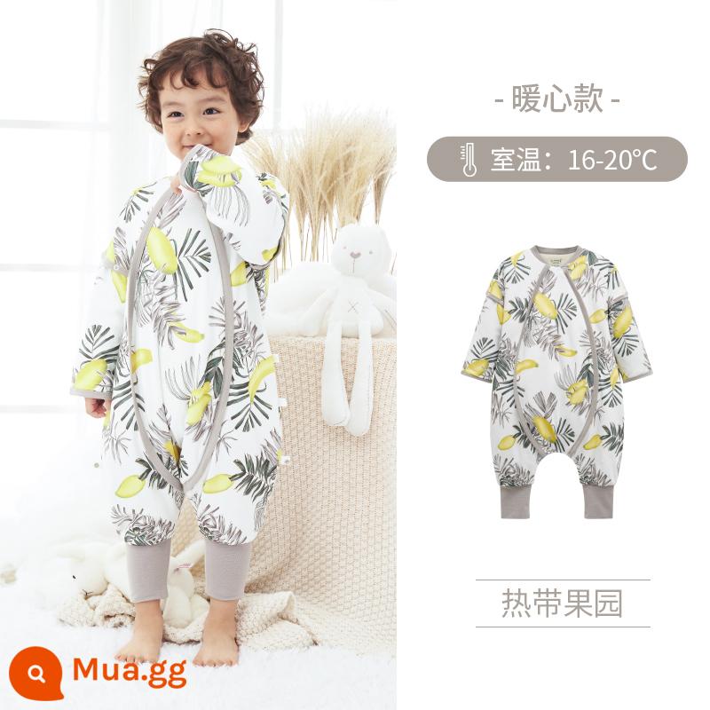 Ibaby Nhiệt Độ Không Đổi Chia Chân Túi Ngủ Mùa Thu Đông Mới Làm Dày Cho Bé Đồ Ngủ Trẻ Sơ Sinh Chống Đá Chăn Túi Ngủ Ở Nhà quần Áo - [Trái tim ấm áp] Vườn cây nhiệt đới (thích hợp với nhiệt độ phòng 16~20oC)