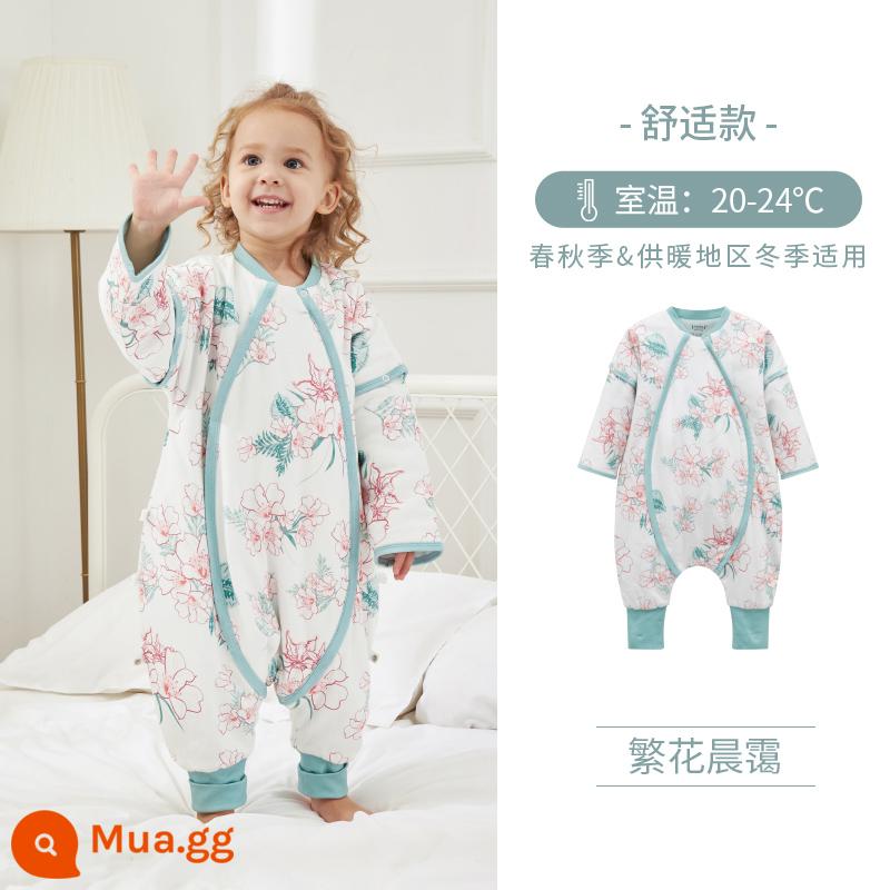 Ibaby Nhiệt Độ Không Đổi Chia Chân Túi Ngủ Mùa Thu Đông Mới Làm Dày Cho Bé Đồ Ngủ Trẻ Sơ Sinh Chống Đá Chăn Túi Ngủ Ở Nhà quần Áo - [Thoải mái] Sương mù buổi sáng đầy hoa (áp dụng cho nhiệt độ phòng 20 ~ 24oC)