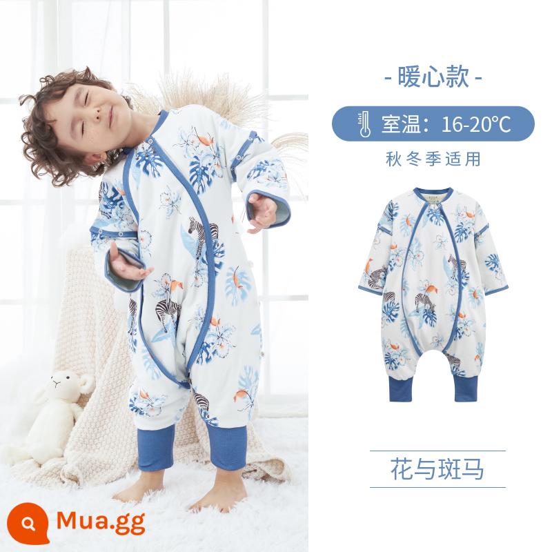 Ibaby Nhiệt Độ Không Đổi Chia Chân Túi Ngủ Mùa Thu Đông Mới Làm Dày Cho Bé Đồ Ngủ Trẻ Sơ Sinh Chống Đá Chăn Túi Ngủ Ở Nhà quần Áo - [Hâm nóng] Hoa và ngựa vằn (áp dụng ở nhiệt độ phòng 16 ~ 20oC)