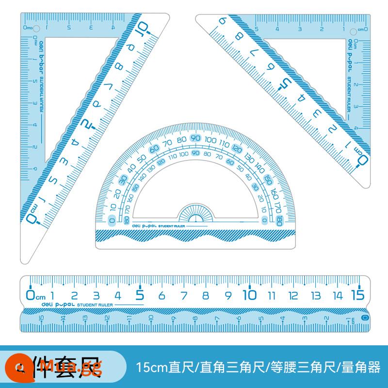 Miễn phí vận chuyển Deli/mạnh mẽ thước la bàn thước tam giác thước bộ thước trong suốt thi công cụ vẽ cho học sinh - [Mô hình cỡ lớn] Bộ 4 thước kẻ 15cm