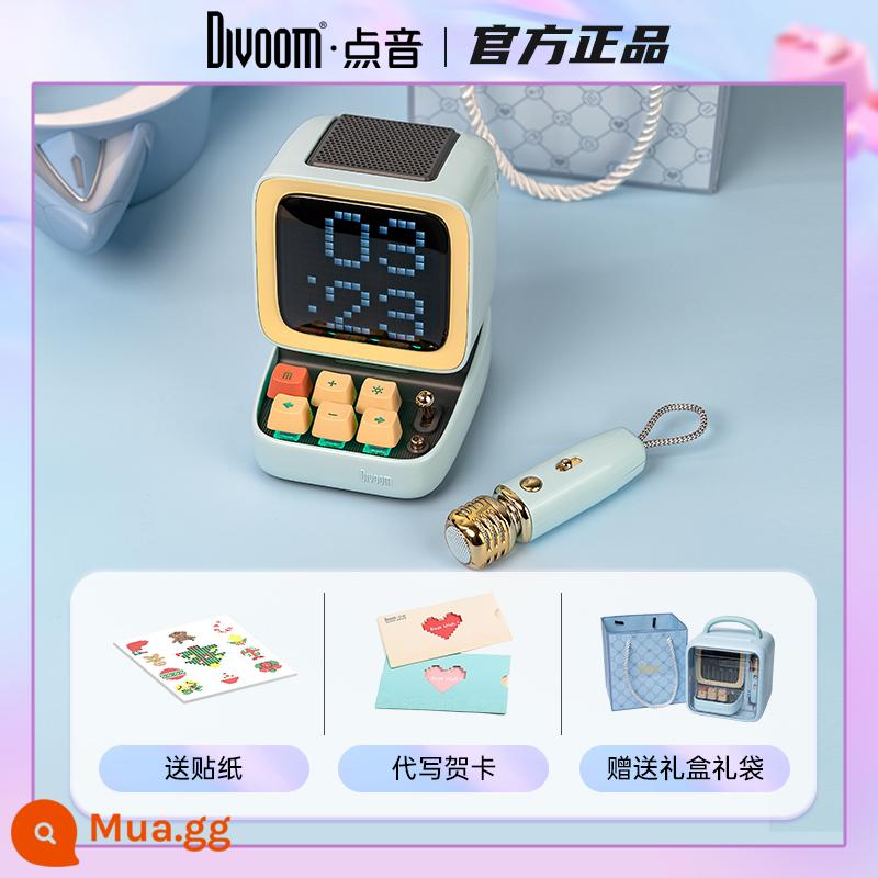 Divoom Click Loa Âm Thanh Pixel Karaoke Bluetooth Micro Micro Không Dây Âm Thanh Tất Cả Trong Một Quà Tặng Cho Nam Và Nữ - Hộp quà tinh tế màu xanh hồ nhạt [âm thanh + micrô]