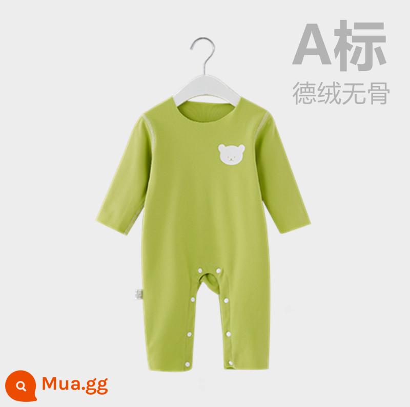 Youji Xiaobei baby de nhung jumpsuit mùa xuân, mùa thu và mùa đông dài tay sưởi ấm quần áo đáy pyjamas rompers rompers - gấu xanh