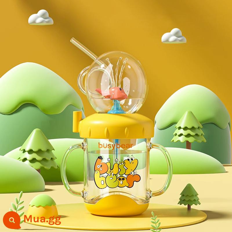 busybear bé trẻ em cốc nước cá voi phun cốc đài phun ống hút cốc không thích uống nước hiện vật mùa hè - 220ml màu vàng chanh