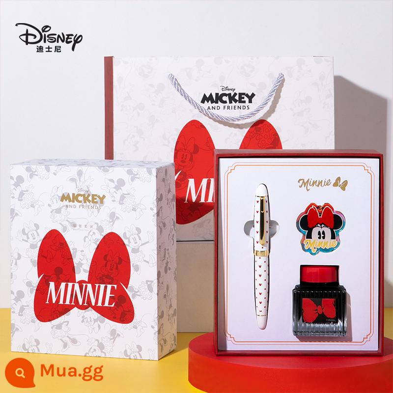 Miễn phí vận chuyển Disney bút hộp quà tặng hộp mực có thể được thay thế cho học sinh món quà đặc biệt tinh tế lưu niệm chữ ký bút - Hộp quà bút máy yêu thích của Minnie [bao gồm cả túi quà]