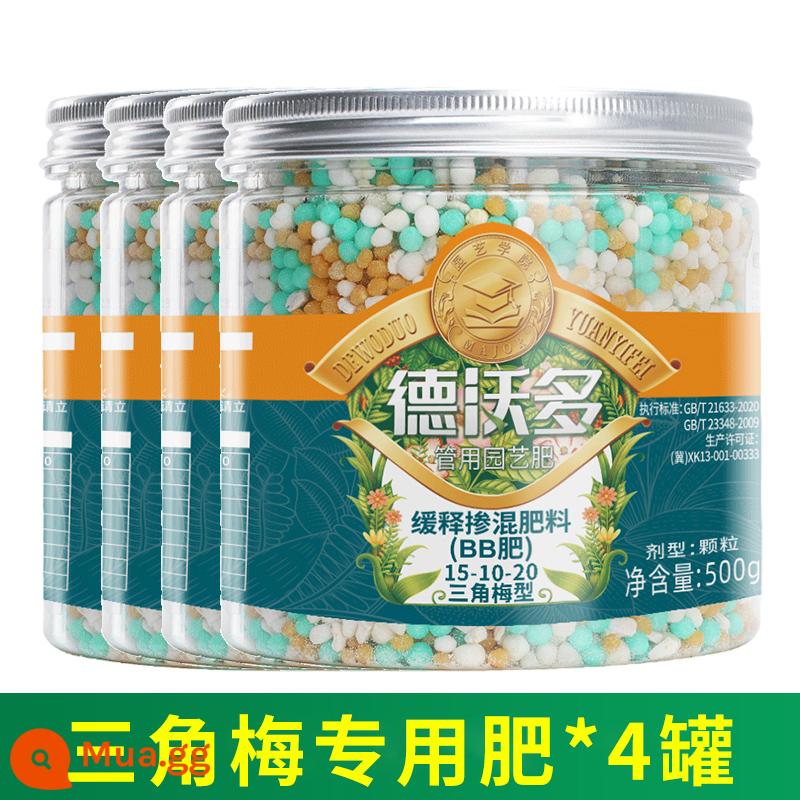 Phân bón Dewodo mận tam giác chuyên bón cây xanh hoa phân bón nhả chậm dạng hạt chung loại 500g - Phân bón tan chậm đặc biệt cho hoa giấy*4