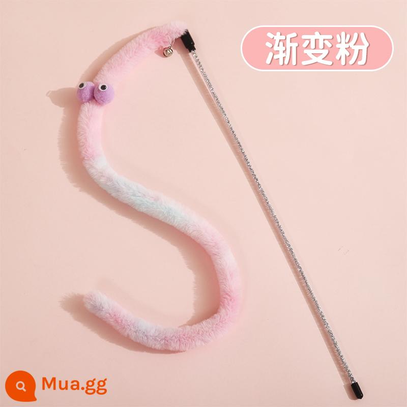 Funny Cat Stick Long Cực Đồ chơi cho mèo Mèo con tự sướng làm giảm lỗ khoan Hiện vật - Mèo con sâu bướm màu hồng gradient vui nhộn