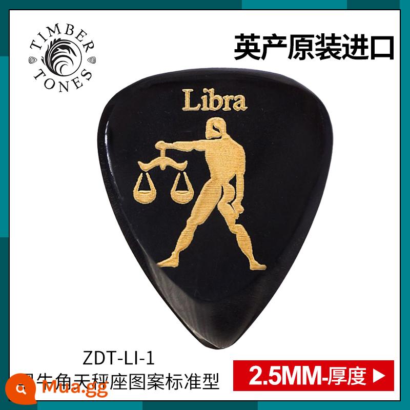 Tông màu gỗ do Anh sản xuất Kimberton sừng đen mười hai chòm sao guitar pick chơi bass điện nhanh - Thiên Bình Sừng Đen ZDT-LI-1