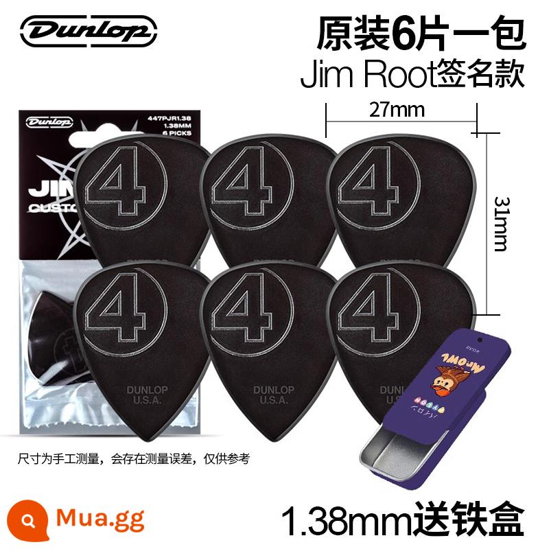 Sáu mảnh Dunlop Đàn guitar Dunlop JP Dream Theater Pick Chữ ký Bakelite Dân gian Guitar Tốc độ Chơi Jazz - [Sáu miếng mỗi gói gốc] Mẫu chữ ký JIM ROOT 1,38mm + hộp sắt miễn phí