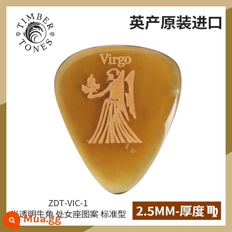 Tông màu gỗ do Anh sản xuất Kimberton sừng đen mười hai chòm sao guitar pick chơi bass điện nhanh - Sừng mờ ZDT-VIC-1 Xử Nữ