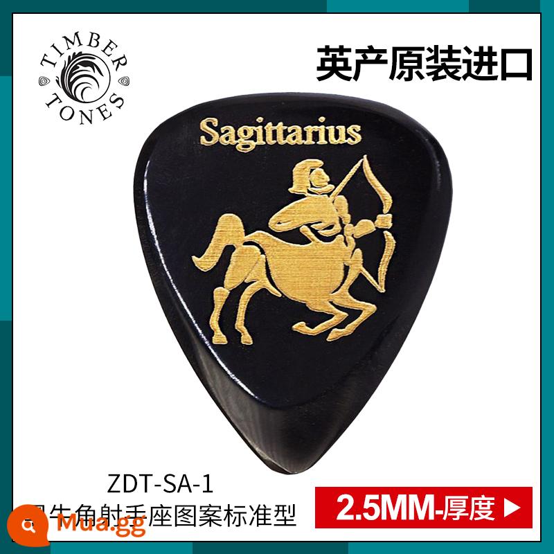 Tông màu gỗ do Anh sản xuất Kimberton sừng đen mười hai chòm sao guitar pick chơi bass điện nhanh - ZDT-SA-1 Nhân Mã Sừng Đen