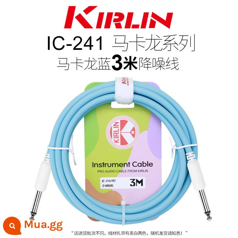 Kirlin Colin đàn guitar cáp điện hộp đàn guitar gỗ bass nhạc cụ âm thanh giảm tiếng ồn dòng 3 6 10 15 mét - Macaron thẳng đôi dài 3 mét màu xanh