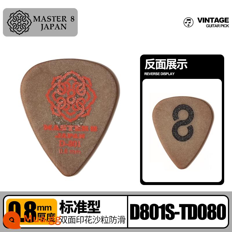 Gắp đàn guitar điện MASTER 8 sản xuất tại Nhật Bản, chống trượt hai mặt, chống mài mòn, chơi nhanh theo phong cách nhạc jazz dân gian tiêu chuẩn - Cát in 2 mặt chống trượt Dellin tiêu chuẩn loại 0.8mm