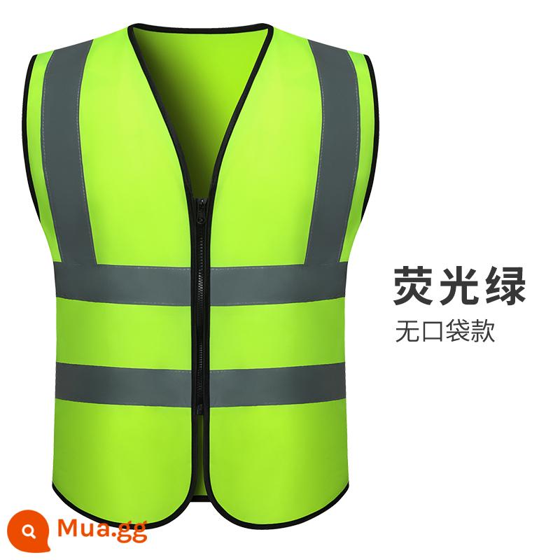 Bản gốc áo vest an toàn phản quang rộng vest công trường giao thông công nhân xây dựng lưới bảo vệ an toàn đường bộ in quần áo phản quang - Áo phản quang không túi màu xanh huỳnh quang [Một cỡ XL]