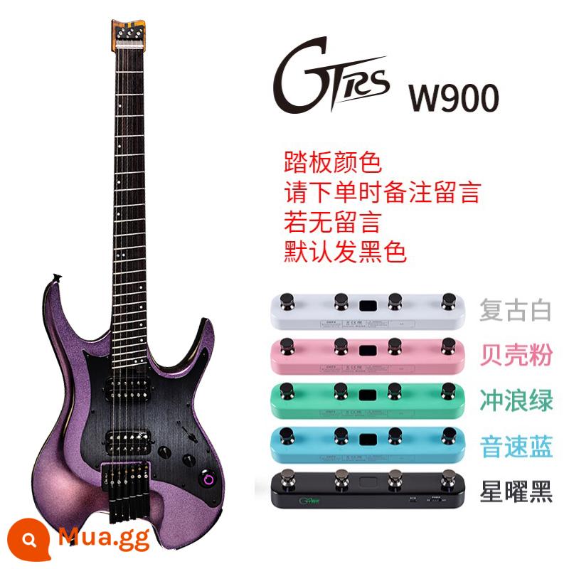 MOOER ma thuật tai đàn piano không đầu GTRS đàn guitar điện thông minh W800/900 ghi nội bộ Bluetooth tích hợp hiệu ứng toàn diện - W900 Aurora Xanh Tím + Bàn đạp (Ghi chú Màu sắc)