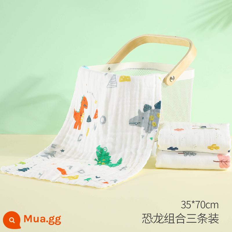 Khăn Gạc Cho Bé Khăn Rửa Mặt Cotton Nguyên Chất Khăn Thấm Nước Bọt Cho Bé Siêu Mềm Tắm Trẻ Sơ Sinh Khăn Vuông Nhỏ Khăn ợ - Khủng long 33x70cm + gấu + alpaca 3 gói (nâng cấp kháng khuẩn)